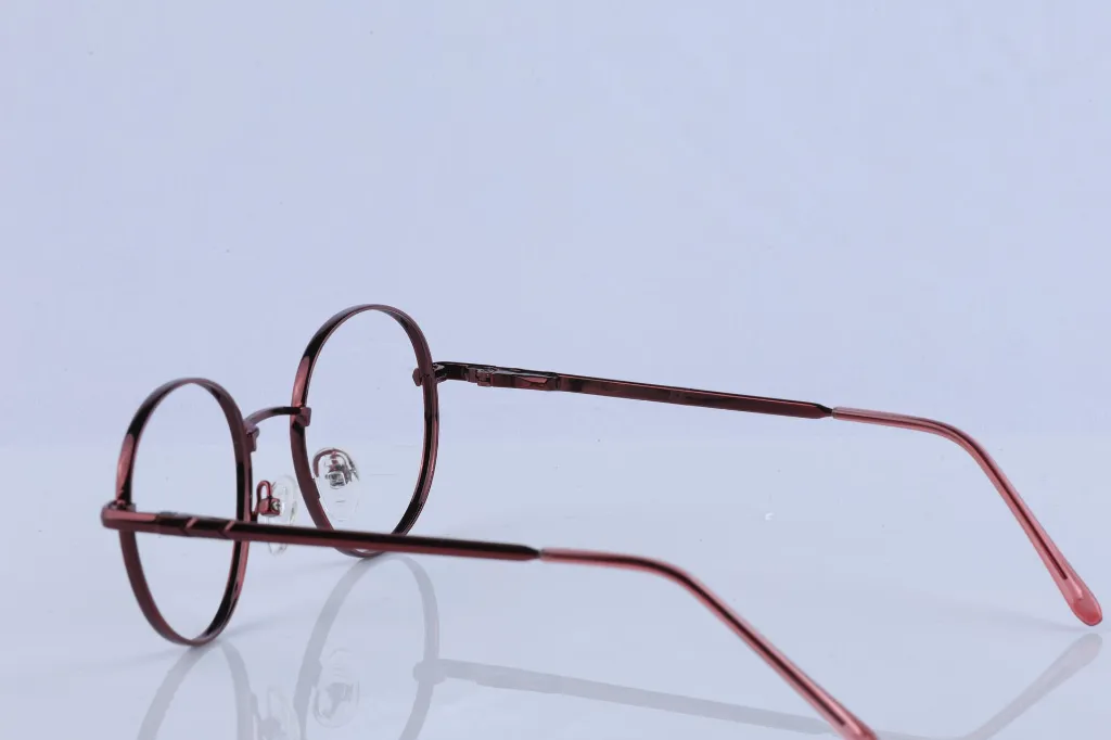 Burgundy Red Round Metal Frame
