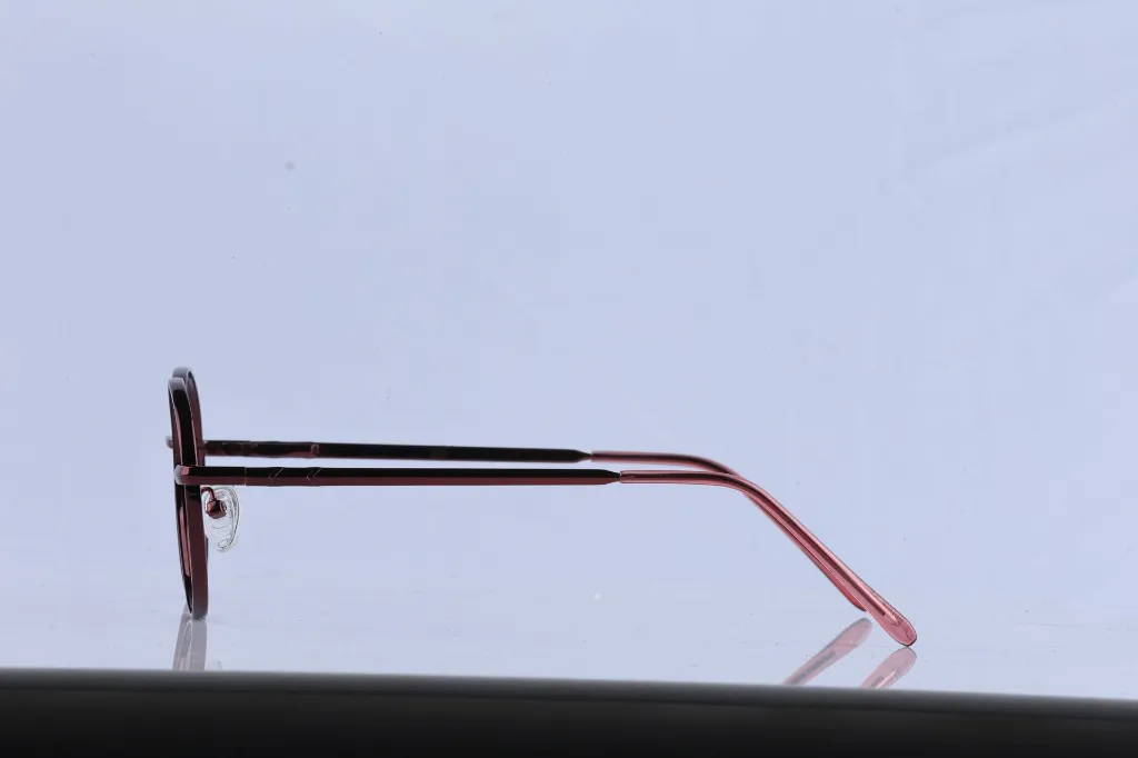 Burgundy Red Round Metal Frame