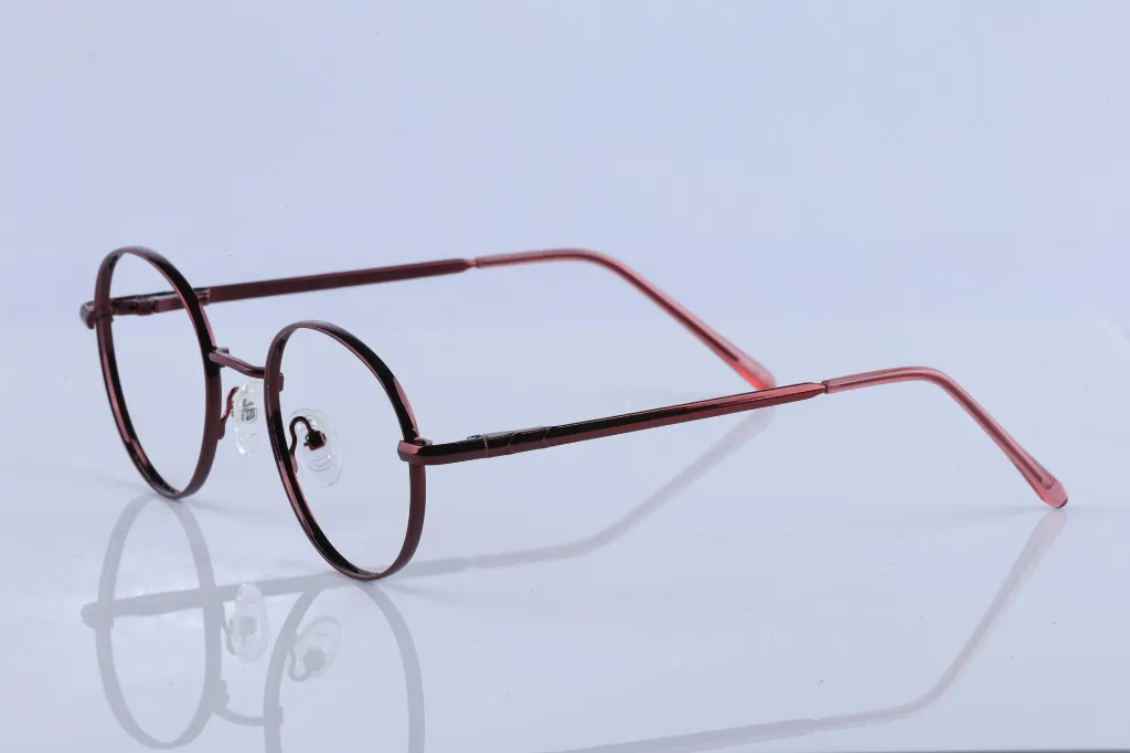 Burgundy Red Round Metal Frame