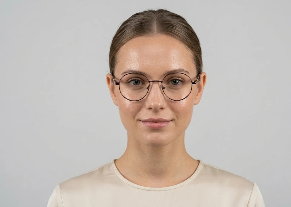 Burgundy Red Round Metal Frame