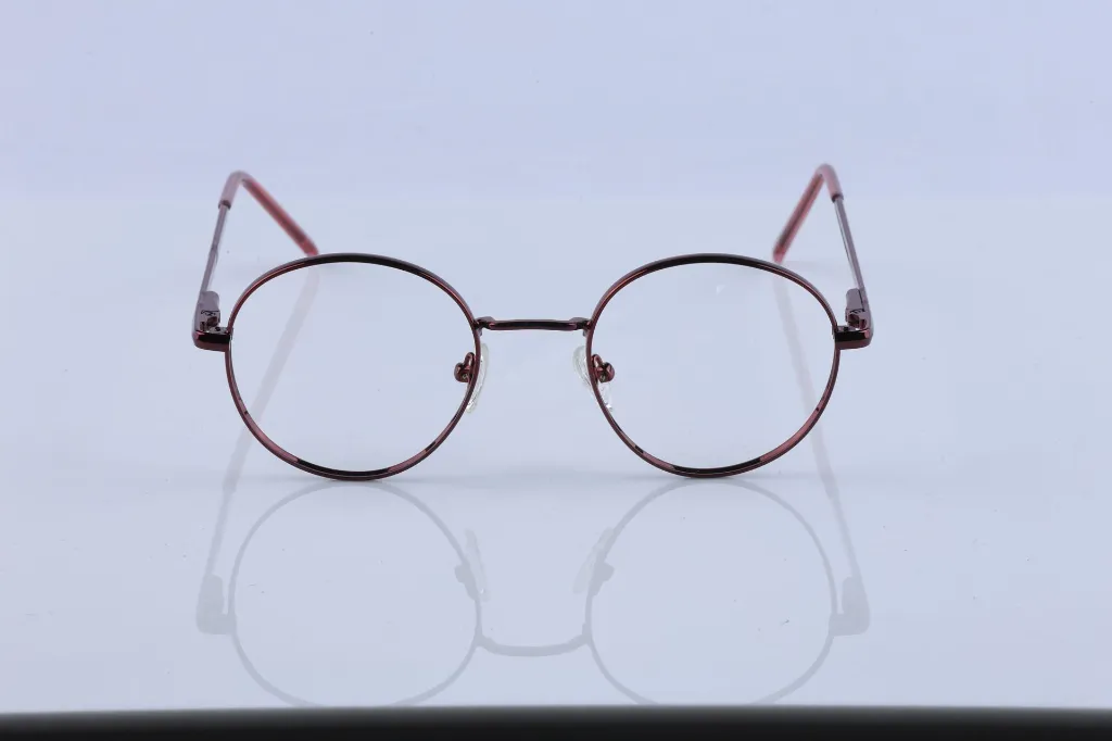 Burgundy Red Round Metal Frame