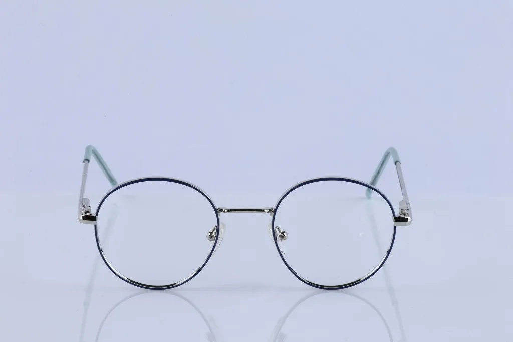 Retro Round High-Shine Metal Frame in Polished Silver