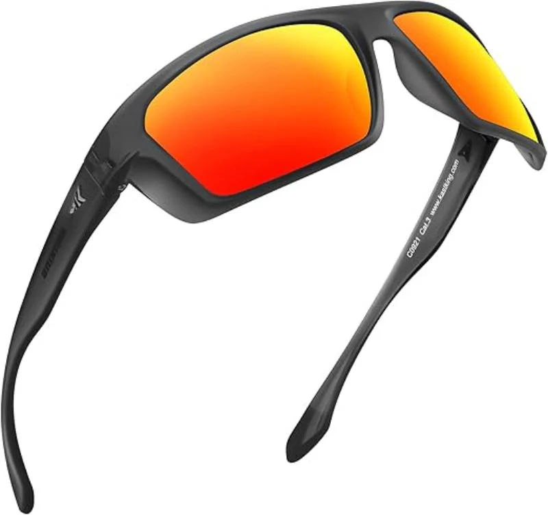 [SG13] Eye-Safety Smoke Grey Frame Orange Mirrored Polarized Sunglasses (M)