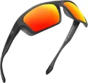 Eye-Safety Smoke Grey Frame Orange Mirrored Polarized Sunglasses