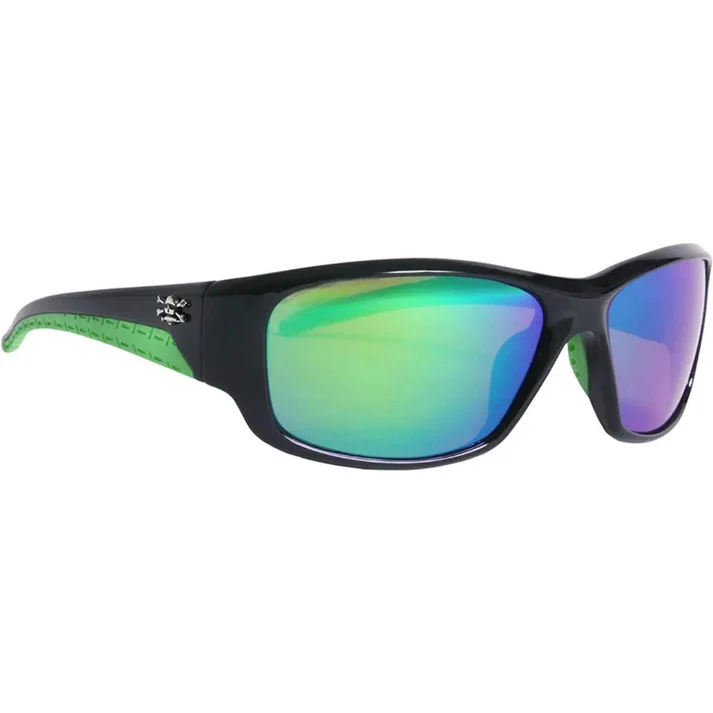 [SG145] Wraparound Polarized Sports Cycling Driving Sunglasses Green Mirror on Brown (M)