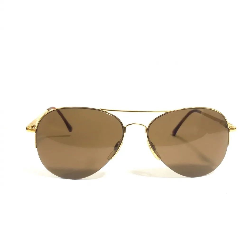 [SG49] Golden Brown Pilot-Style Sunglasses for Men & Women (M)