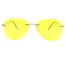 Rimless Aviator Ambermatic Polarized Night Driving Glasses