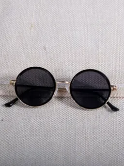 Kids Black Lens and Silver Frame Round Sunglasses
