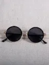 Kids Black Lens and Silver Frame Round Sunglasses