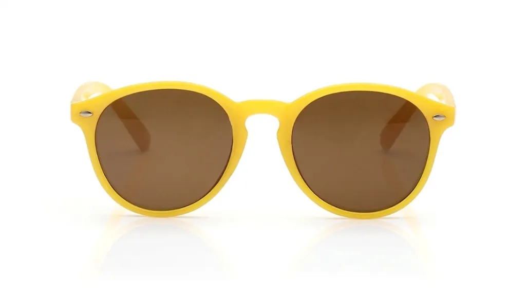 Retro Yellow Round Sunglasses – Unisex Brown Tinted Lenses (M)
