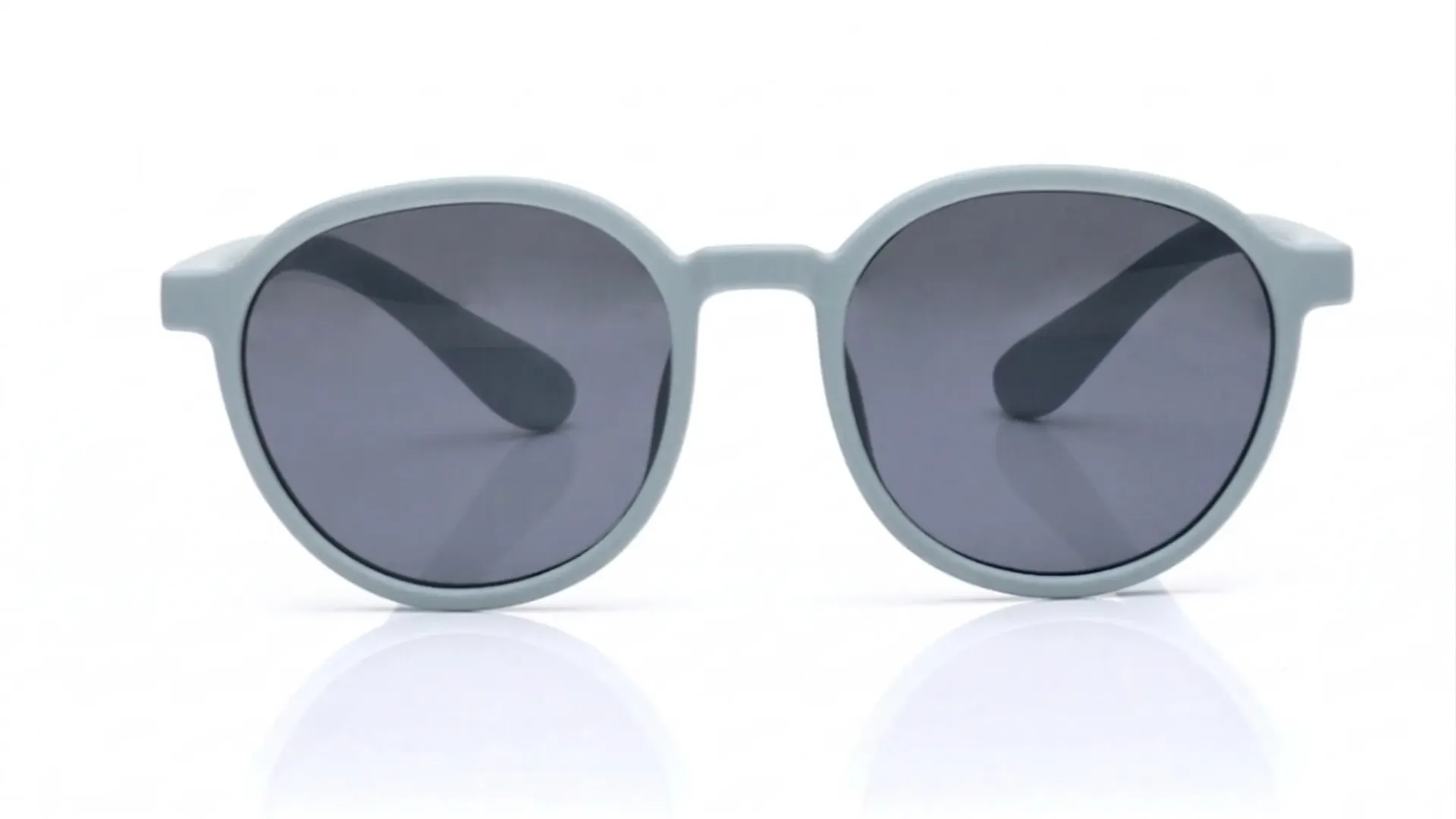 Modern Matte Pastel Blue Round Sunglasses – Unisex Grey Lenses (M)