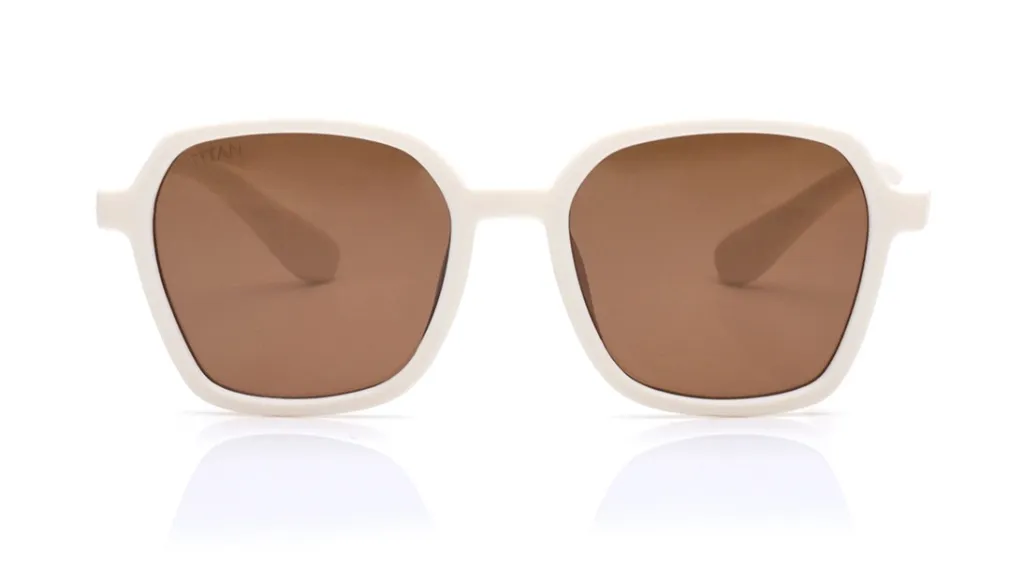 Retro Oversized White Frame Polarized Sunglasses with Brown Lenses