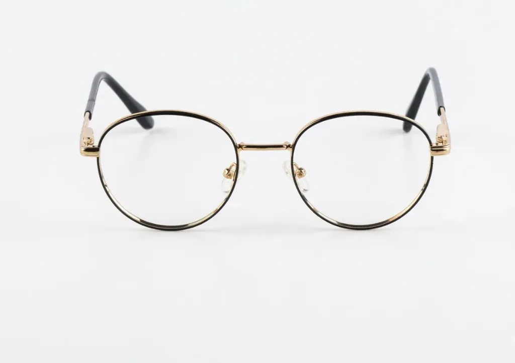 [F14] Retro Round Dual-Tone Frames in Polished Gold & Onyx Black