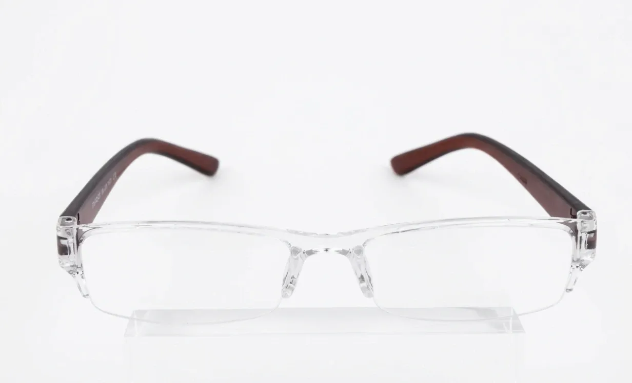 [F91] Rimless-Front Rectangular Frame-Crystal & Garnet (Velvora)