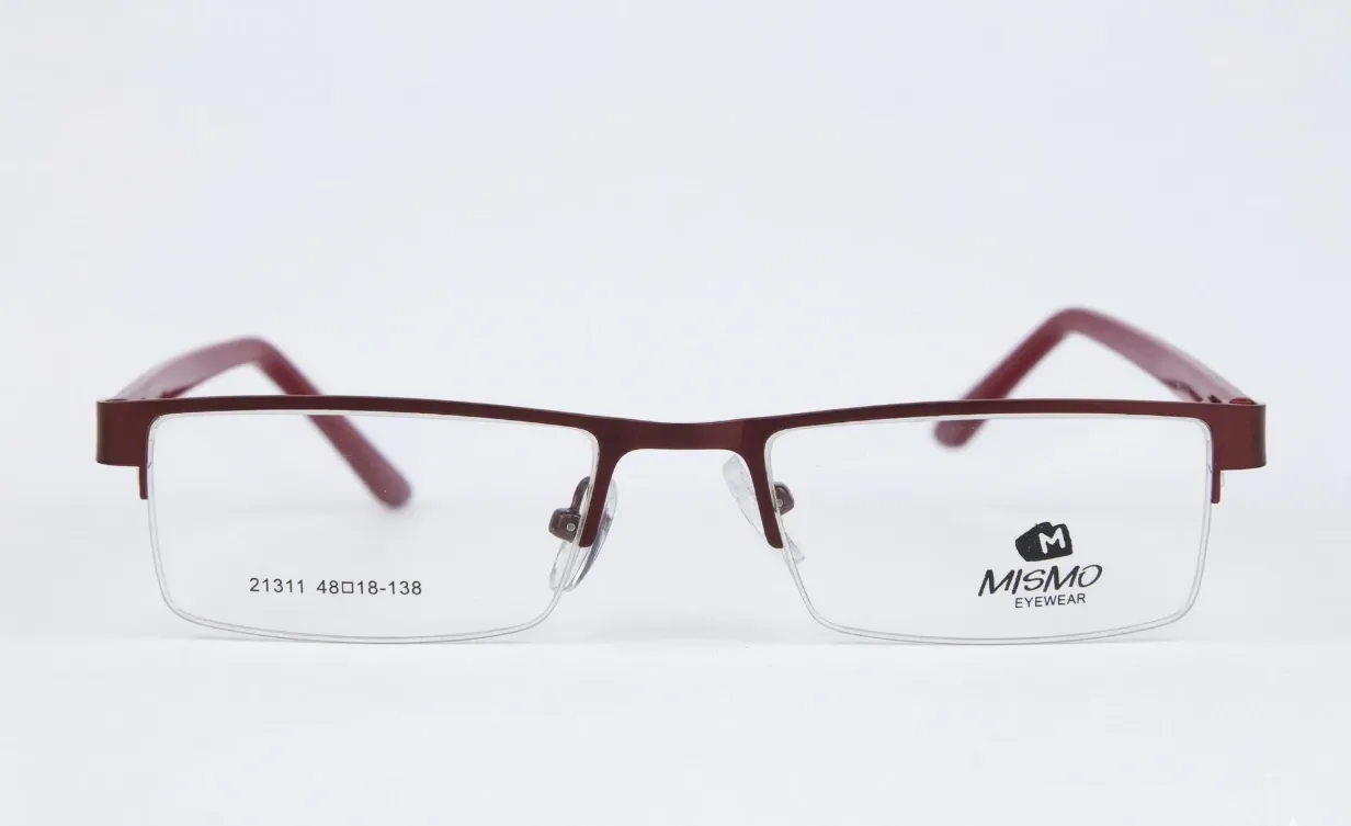 [F78] Semi-Rimless Metal Rectangle Frame-Deep Merlot & Garnet (Velvora)