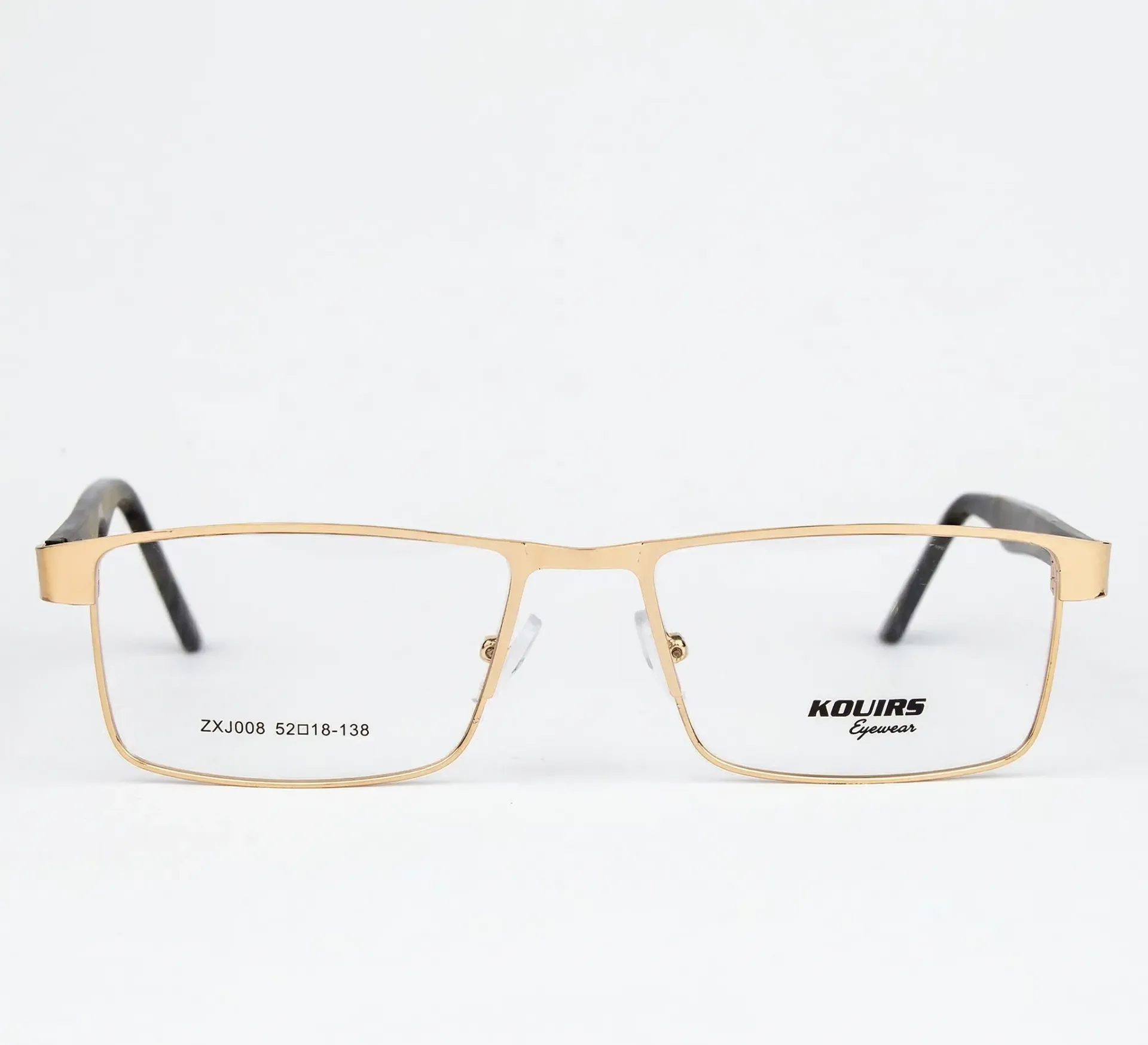 [F57] Semi-Rimless Metal Rectangle Frame in Brushed Bronze & Matte Black (Velvora)