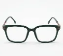 Modern Matte Forest Green Unisex Square Eyeglasses with Rose Gold Woven Detailing
