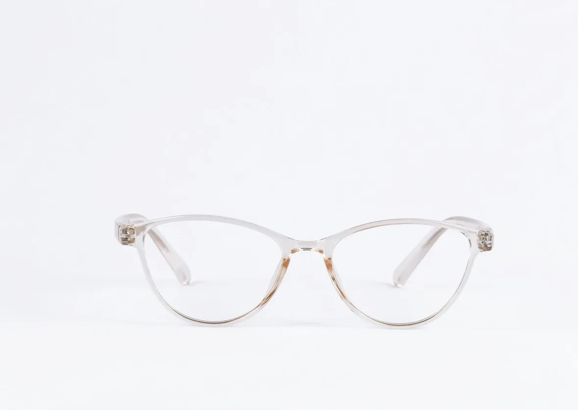 [F32] Slim Cat-Eye Frame Crystal Honey