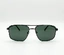 Modern Square Navigator Sunglasses – Matte Black Metal Frame with Dark Green Tint Lenses