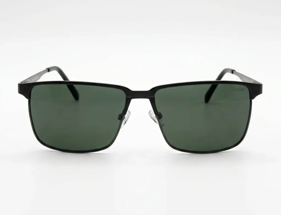 Slim Rectangular Polarized Sunglasses – Matte Black Metal Frame with Anti-Glare Lenses