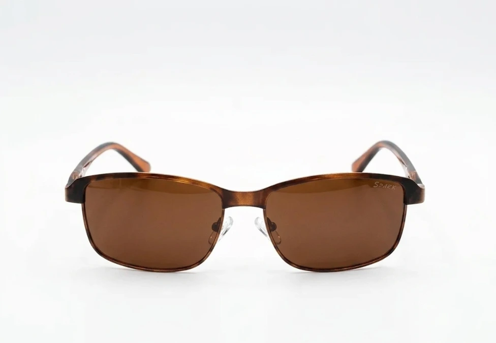 Classic Polarized Rectangular Sunglasses – Amber/Brown Tortoiseshell Frame for Men