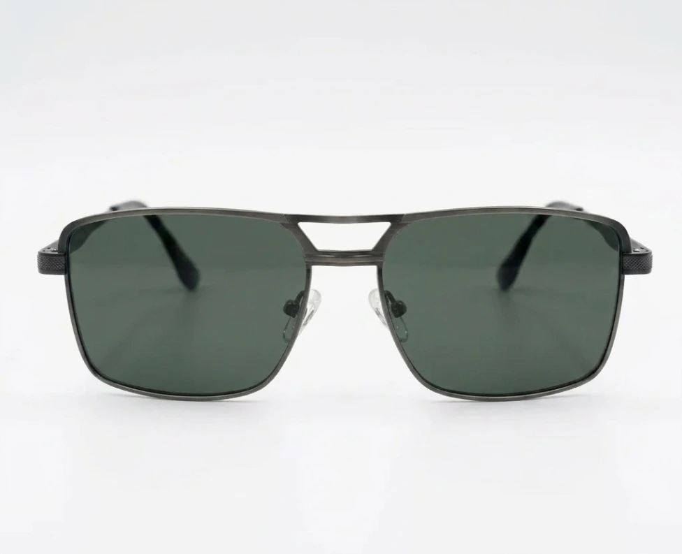 [SG281] Square Metal Double Bridge Polarized Sunglasses (M)