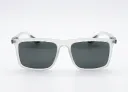 Frost Grey Crystal Frame Polarized Rectangular Sunglasses with Silver Temple Accents