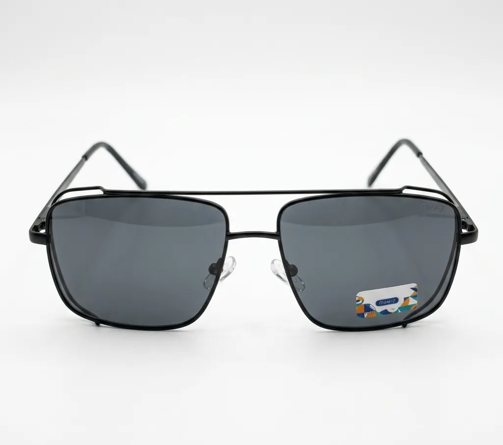 Black Square Aviator Sunglasses, Modern Design