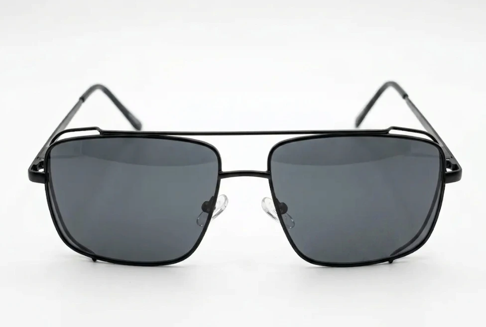 [SG293] Black Square Aviator Sunglasses, Modern Design (M)