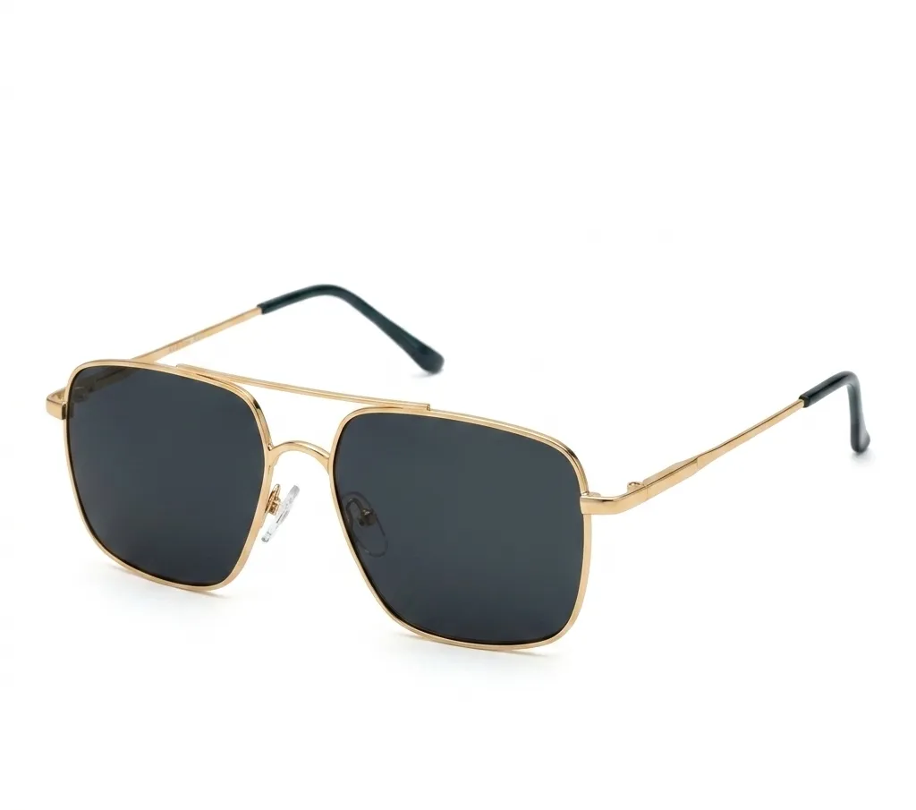 [SG309] Black Aviator Sunglasses with Gold Accent for Men and Women (M)