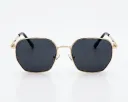 Premium Hexagonal Gold Metal Sunglasses – Polarized Dark Grey Lenses