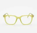 Matte Lime Green Eyeglasses: Trendy Square Frames with Gold Accents