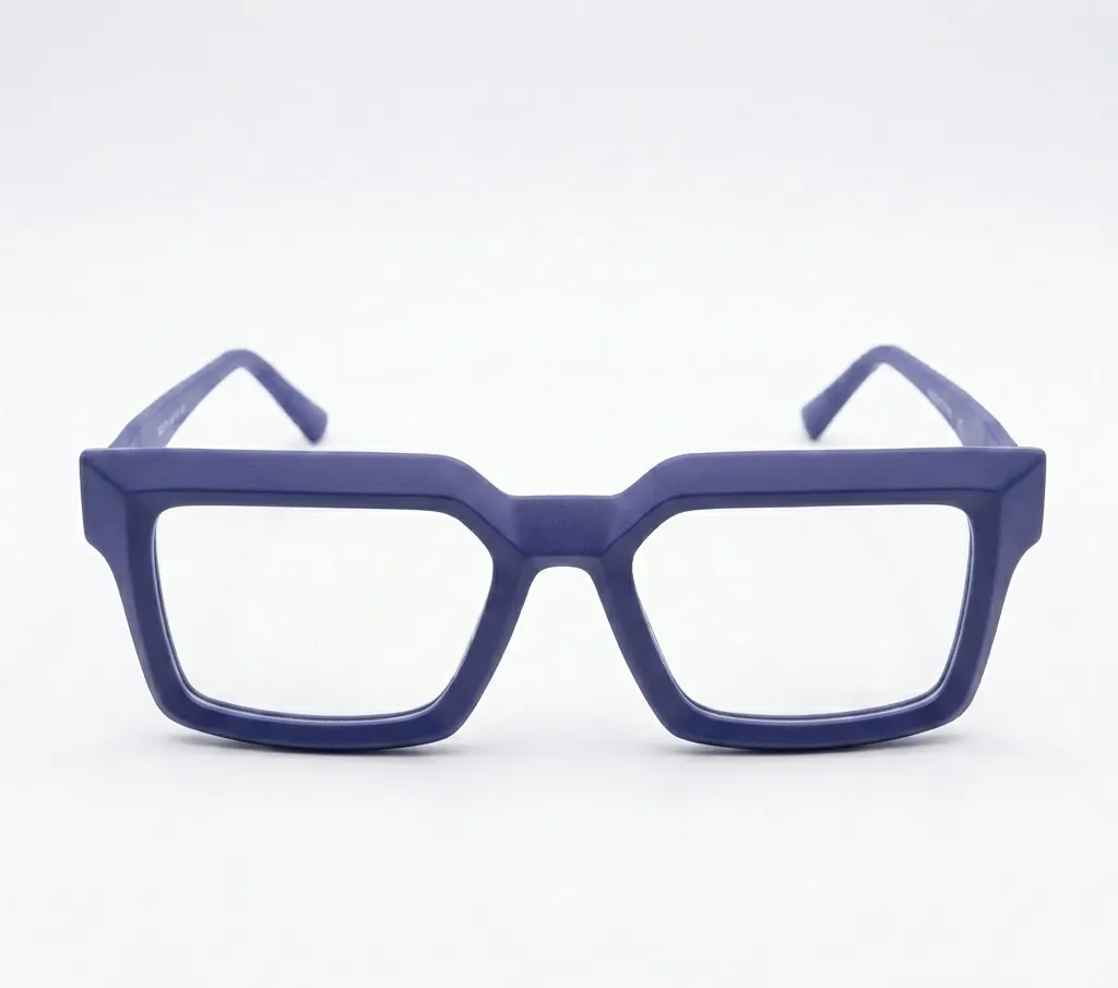 Matte Blue Thick Square Eyeglasses - Stylish & Comfortable Full-Rim Optical Frame