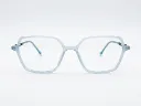 Frosted Ice Blue Translucent Acetate Eyeglasses – Stylish and Comfortable Square Frame with Blue Arm