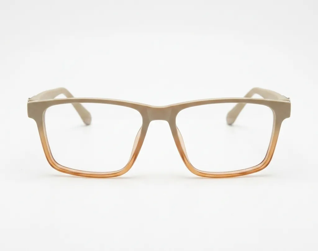 Modern Square Eyeglasses Frames - Beige and Orange Gradient Full-Rim Glasses