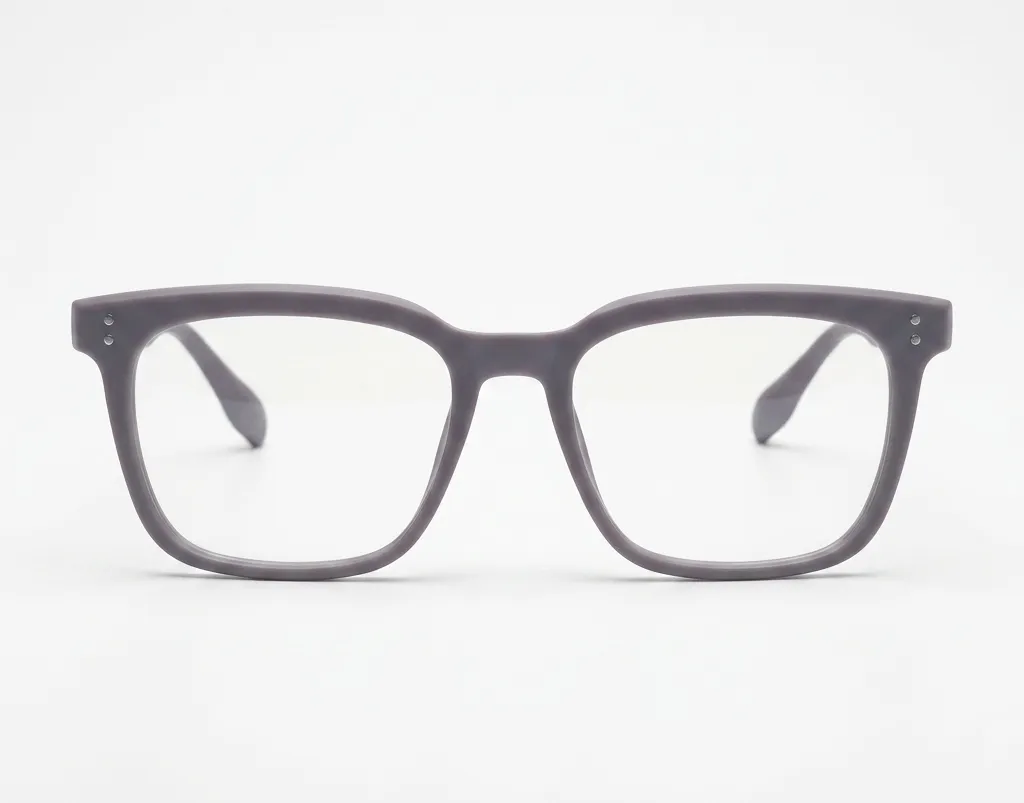 Classic Matte Charcoal Full-Rim Acetate Glasses – Neutral Grey