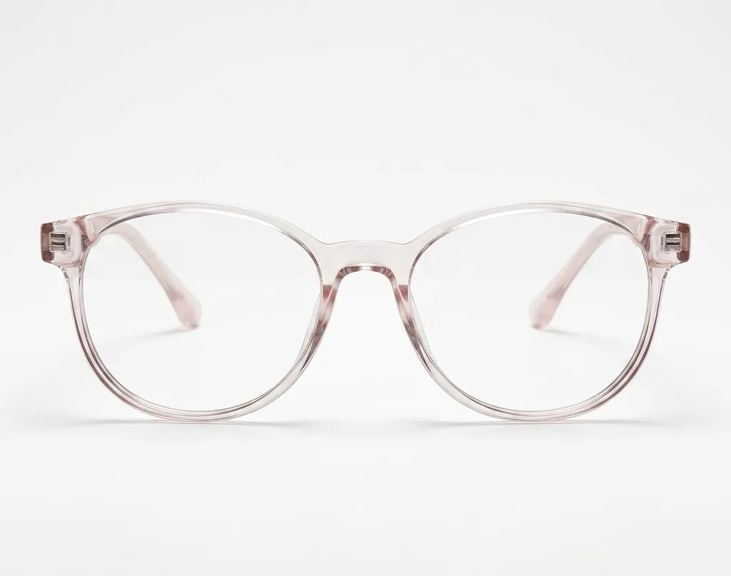 Smarten Eyewear: Round Transparent Pink Full-Rim Glasses