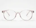 Smarten Eyewear: Round Transparent Pink Full-Rim Glasses