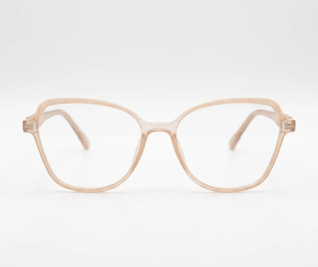 Dalingber Eyewear: Soft Geometric Cat-Eye Peach Nude Frames