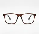 Modern Rectangular Matte Brown Acetate Eyeglasses