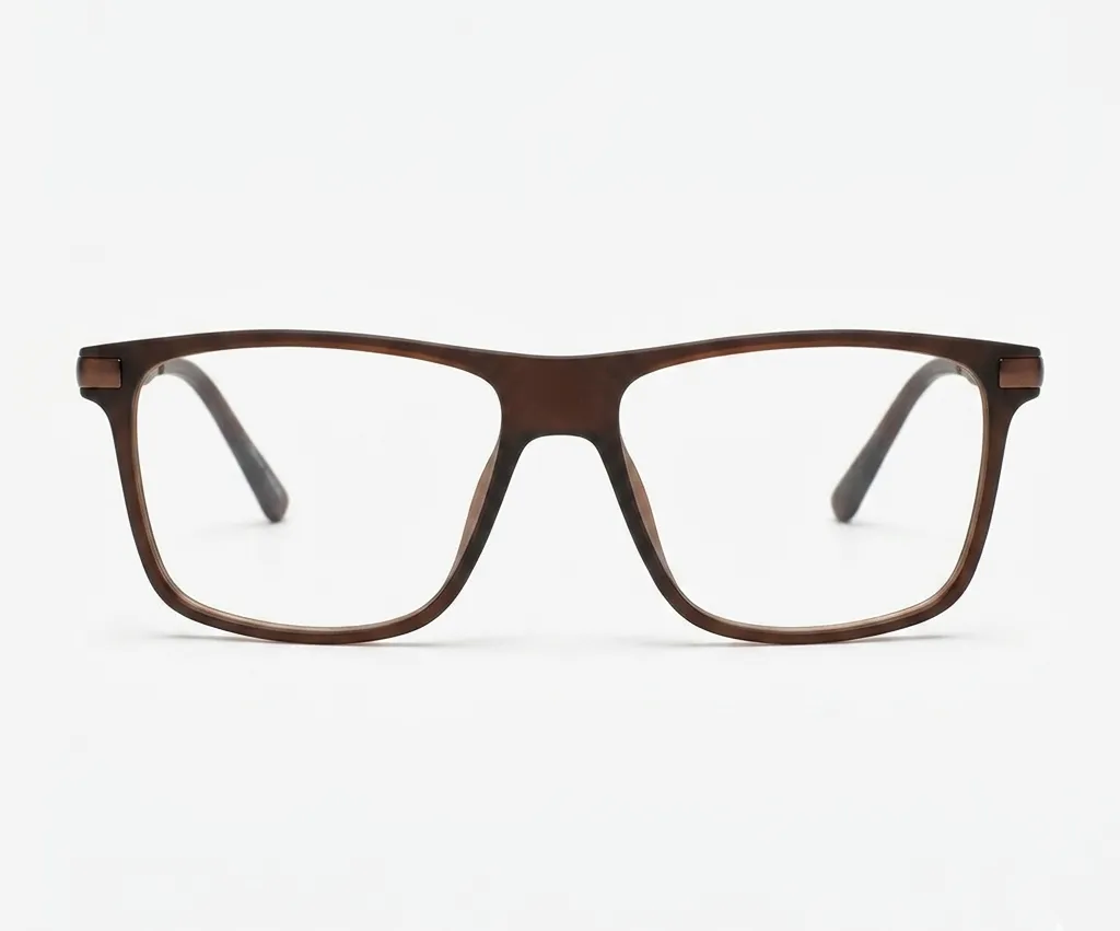 Tactical Matte Brown Square Wayfarer Sunglasses with Transitional Day & Night Lenses