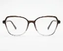 Geometric Browline Glasses in Brown and Clear Gradient Acetate | Stylish Full-Rim Eyewear
