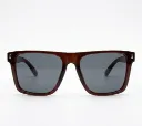 Modern Flat Top Square Sunglasses in Glossy Brown Acetate - Classic Unisex Eyewear