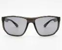 Matte Translucent Grey Square Sunglasses – Sporty Wraparound Frame with Smoke Lenses