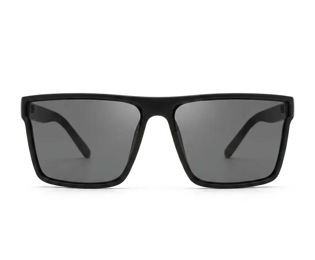 [SG349] Matte Black Square Oversized Sunglasses – Bold Full-Rim Rectangular Frame (M)