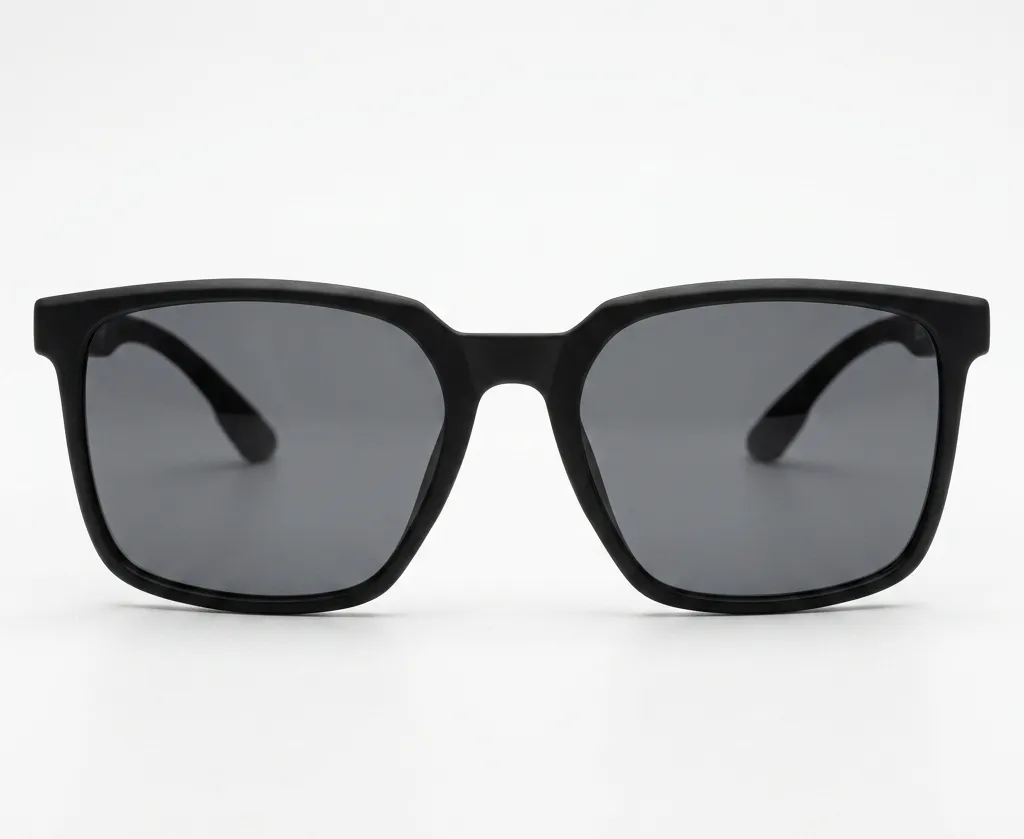 Matte Black Square Sunglasses – Premium Geometric Full-Rim Frame with Dark Grey Lenses