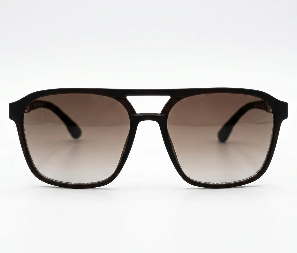Black Navigator Sunglasses with Brown Gradient Lenses – Modern Double-Bridge Square Frame