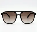 Black Navigator Sunglasses with Brown Gradient Lenses – Modern Double-Bridge Square Frame