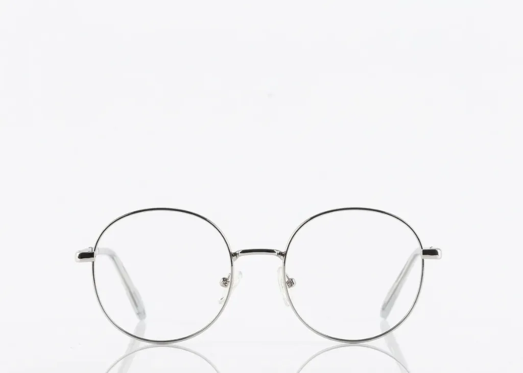 [F15] Retro Round Metal Frame Polished Silver