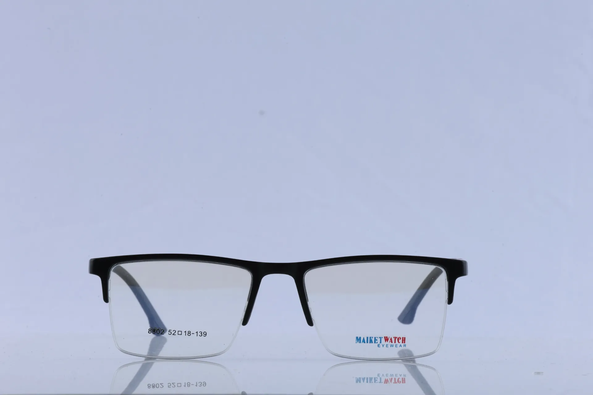 Semi-Rimless Rectangle Frame Matte Black & Crimson Red